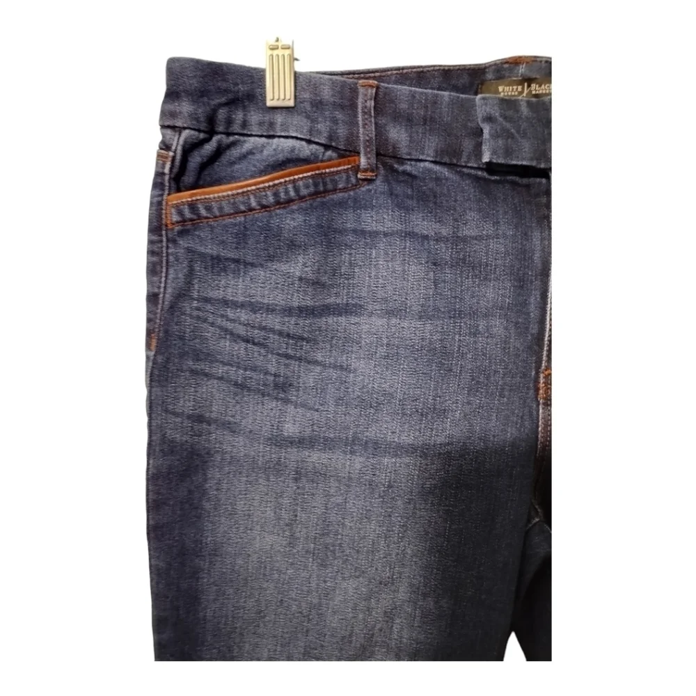 WHBM The Saint Honore Collection‎ Leather Trim Skinny Crop Girlfriend Jean Sz 14